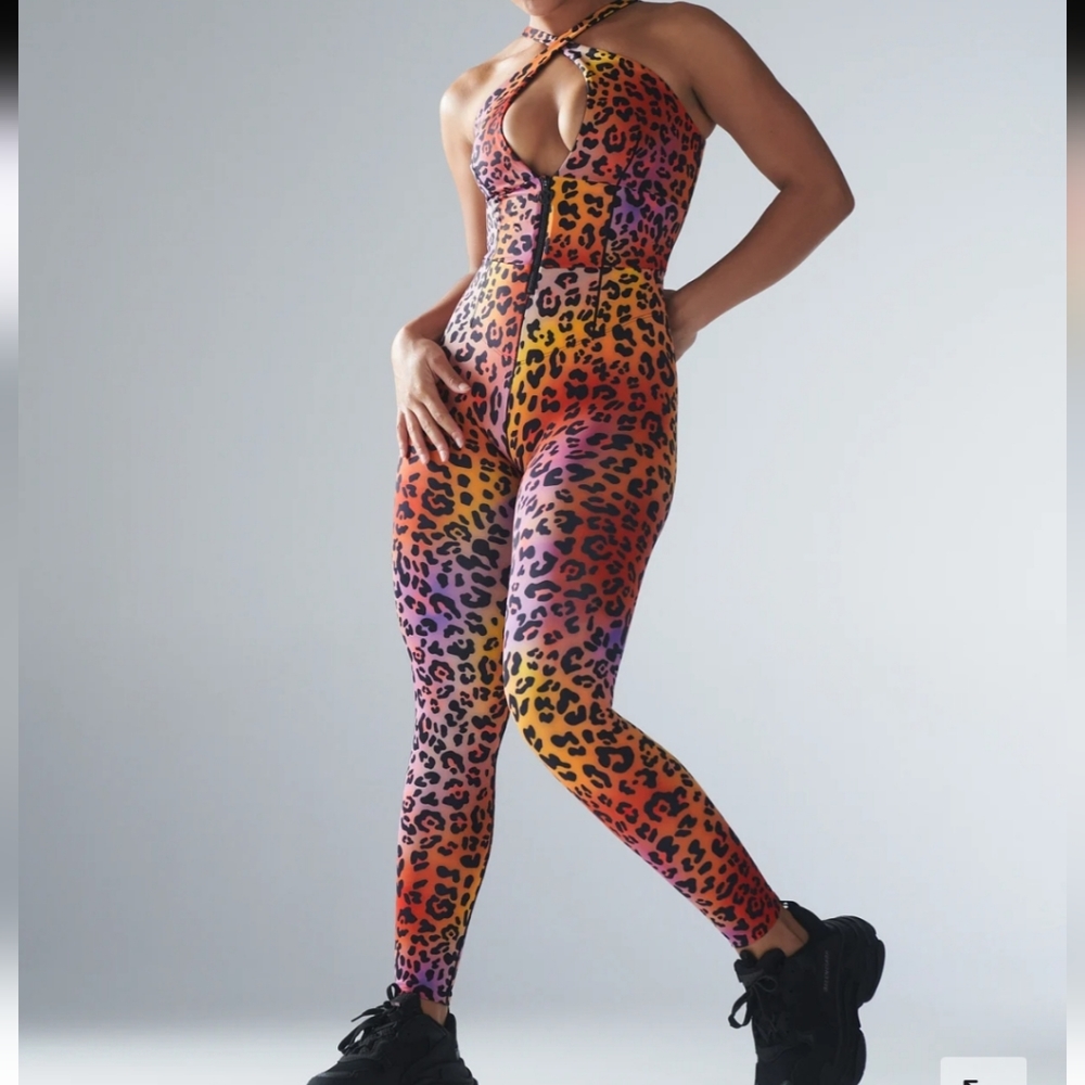 Savage X Fenty Sport One Piece C Hollins Jumpsuit Leopard‎ Print 1X